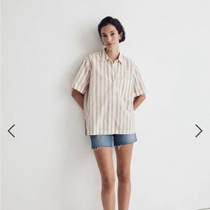 Madewell poplin 3/4 button down with front pocket - medium